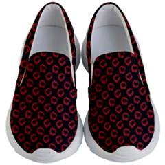 Red Lips Kiss Glitter Kids Lightweight Slip Ons by idjy