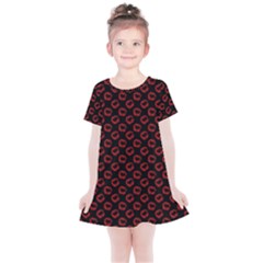 Red Lips Kiss Glitter Kids  Simple Cotton Dress by idjy