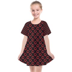 Red Lips Kiss Glitter Kids  Smock Dress by idjy