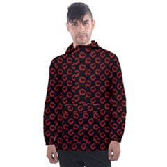 Red Lips Kiss Glitter Men s Front Pocket Pullover Windbreaker by idjy