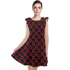 Red Lips Kiss Glitter Tie Up Tunic Dress by idjy