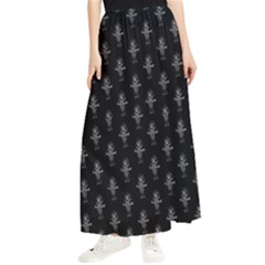 Sketchy Style Funny Skeletons Motif Drawing Maxi Chiffon Skirt