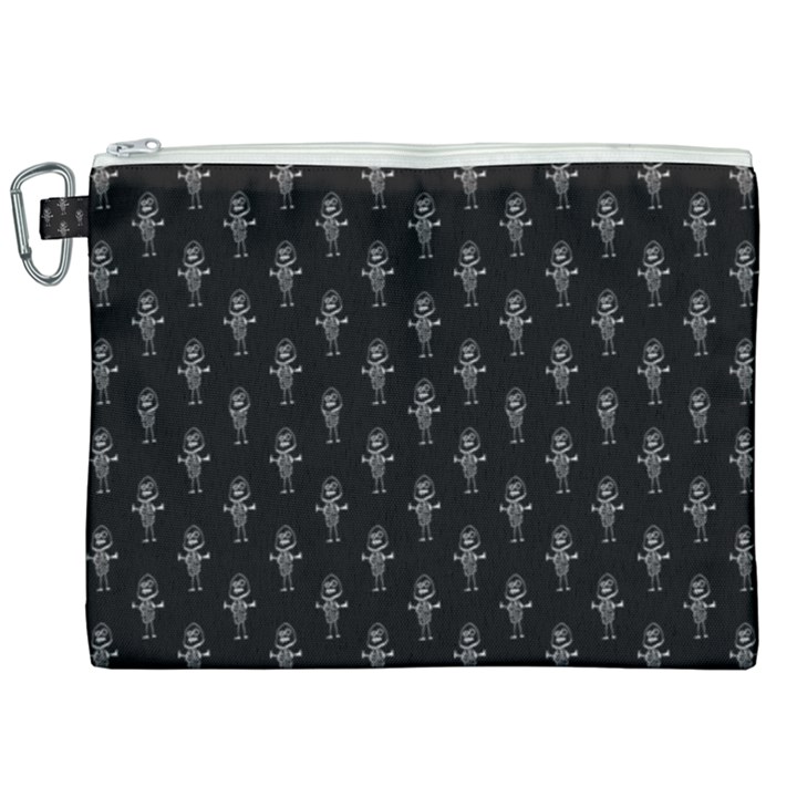 Sketchy Style Funny Skeletons Motif Drawing Canvas Cosmetic Bag (XXL)