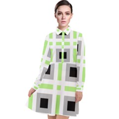 Agender Flag Plaid Long Sleeve Chiffon Shirt Dress by WetdryvacsLair