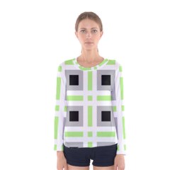 Agender Flag Plaid Women s Long Sleeve Tee