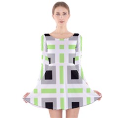 Agender Flag Plaid Long Sleeve Velvet Skater Dress