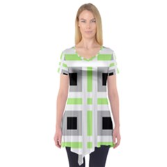 Agender Flag Plaid Short Sleeve Tunic  by WetdryvacsLair