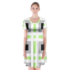 Agender Flag Plaid Short Sleeve V-neck Flare Dress by WetdryvacsLair