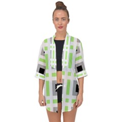 Agender Flag Plaid Open Front Chiffon Kimono