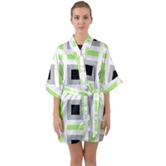 Agender Flag Plaid Half Sleeve Satin Kimono  by WetdryvacsLair