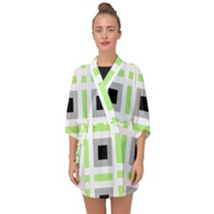 Agender Flag Plaid Half Sleeve Chiffon Kimono by WetdryvacsLair