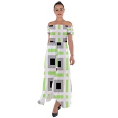 Agender Flag Plaid Off Shoulder Open Front Chiffon Dress by WetdryvacsLair