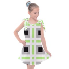 Agender Flag Plaid Kids  Tie Up Tunic Dress by WetdryvacsLair