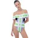 Agender Flag Plaid Frill Detail One Piece Swimsuit View1