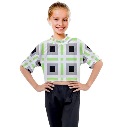 Agender Flag Plaid Kids Mock Neck Tee by WetdryvacsLair