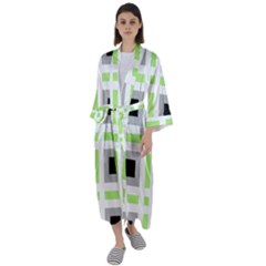 Agender Flag Plaid Maxi Satin Kimono by WetdryvacsLair