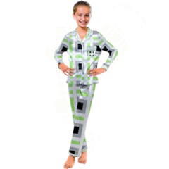 Agender Flag Plaid Kid s Satin Long Sleeve Pajamas Set by WetdryvacsLair