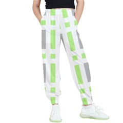 Agender Flag Plaid Kids  Elastic Waist Pants