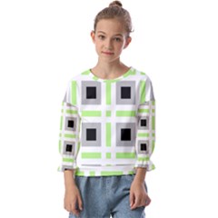 Agender Flag Plaid Kids  Cuff Sleeve Top