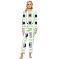 Agender Flag Plaid Womens  Long Sleeve Velvet Pocket Pajamas Set by WetdryvacsLair