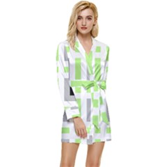 Agender Flag Plaid Long Sleeve Satin Robe by WetdryvacsLair