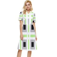 Agender Flag Plaid Button Top Knee Length Dress by WetdryvacsLair