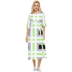 Agender Flag Plaid Double Cuff Midi Dress