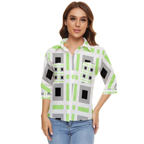 Agender Flag Plaid Women s Quarter Sleeve Pocket Shirt by WetdryvacsLair