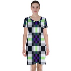 Agender Flag Plaid With Difference Short Sleeve Nightdress by WetdryvacsLair