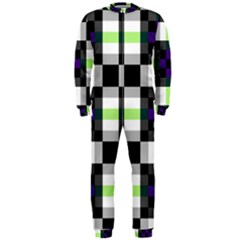 Agender Flag Plaid With Difference Onepiece Jumpsuit (men)