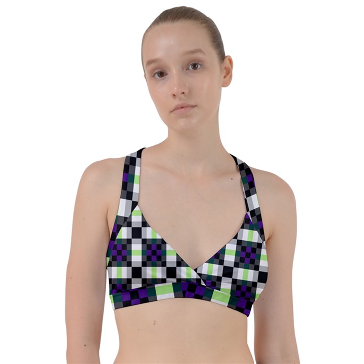 Agender Flag Plaid With Difference Sweetheart Sports Bra