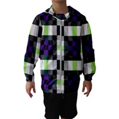 Agender Flag Plaid With Difference Kids  Hooded Windbreaker