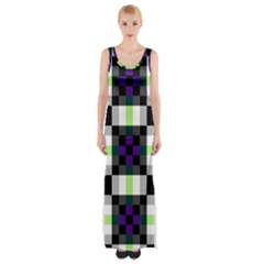 Agender Flag Plaid With Difference Thigh Split Maxi Dress by WetdryvacsLair