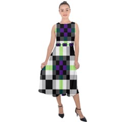 Agender Flag Plaid With Difference Midi Tie-back Chiffon Dress by WetdryvacsLair