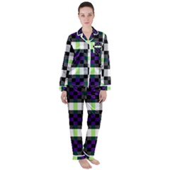 Agender Flag Plaid With Difference Satin Long Sleeve Pajamas Set by WetdryvacsLair