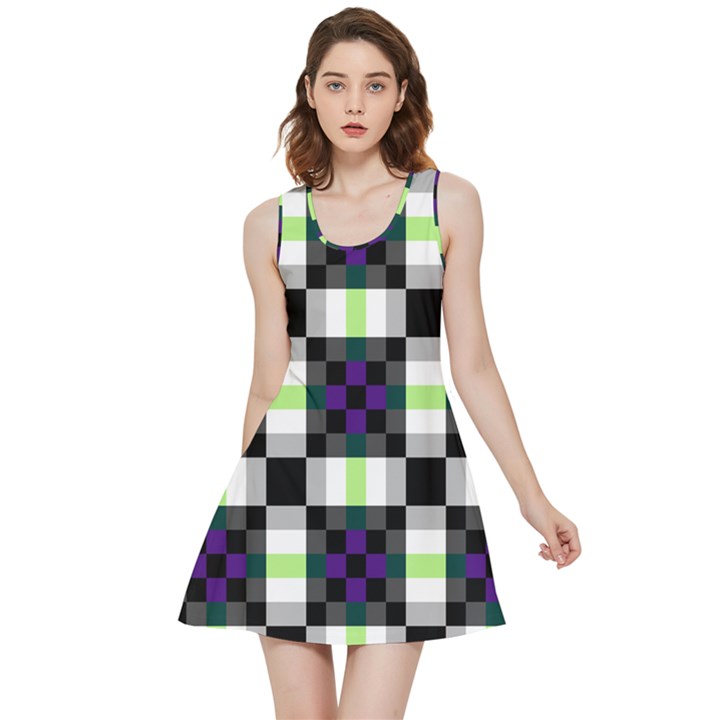 Agender Flag Plaid With Difference Inside Out Reversible Sleeveless Dress