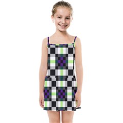 Agender Flag Plaid With Difference Kids  Summer Sun Dress by WetdryvacsLair