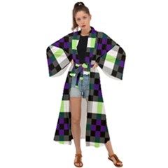 Agender Flag Plaid With Difference Maxi Kimono by WetdryvacsLair