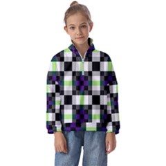 Agender Flag Plaid With Difference Kids  Half Zip Hoodie by WetdryvacsLair