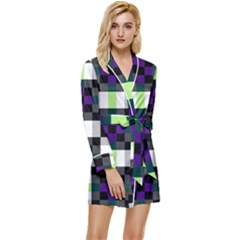 Agender Flag Plaid With Difference Long Sleeve Satin Robe by WetdryvacsLair