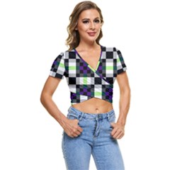 Agender Flag Plaid With Difference Short Sleeve Foldover Tee by WetdryvacsLair