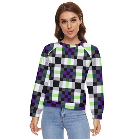 Agender Flag Plaid With Difference Women s Long Sleeve Raglan Tee by WetdryvacsLair