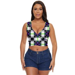 Agender Flag Plaid With Difference Women s Sleeveless Wrap Top