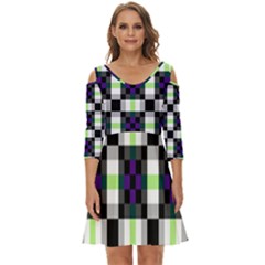 Agender Flag Plaid With Difference Shoulder Cut Out Zip Up Dress by WetdryvacsLair