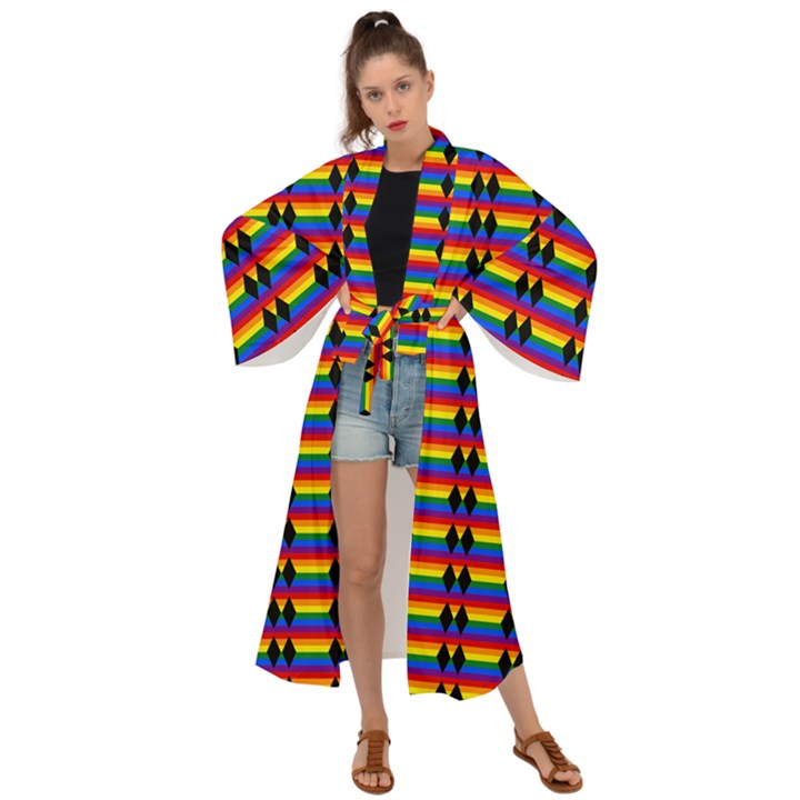 Double Black Diamond Pride Bar Maxi Kimono