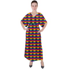 Double Black Diamond Pride Bar V-neck Boho Style Maxi Dress by WetdryvacsLair