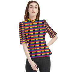 Double Black Diamond Pride Bar Frill Neck Blouse