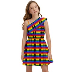 Double Black Diamond Pride Bar Kids  One Shoulder Party Dress by WetdryvacsLair