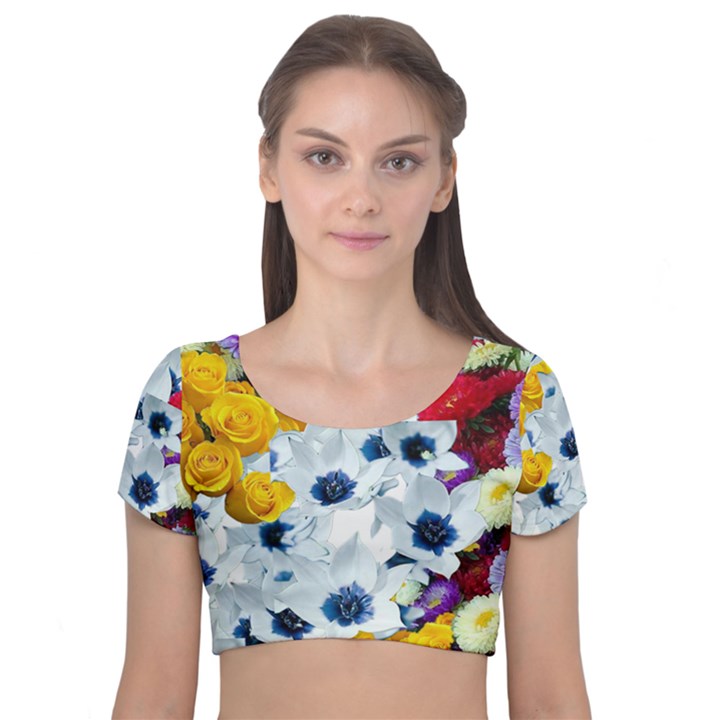 Backgrounderaser 20220502 021714655 Velvet Short Sleeve Crop Top 