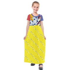 Flowers-leaves041a Kids  Short Sleeve Maxi Dress